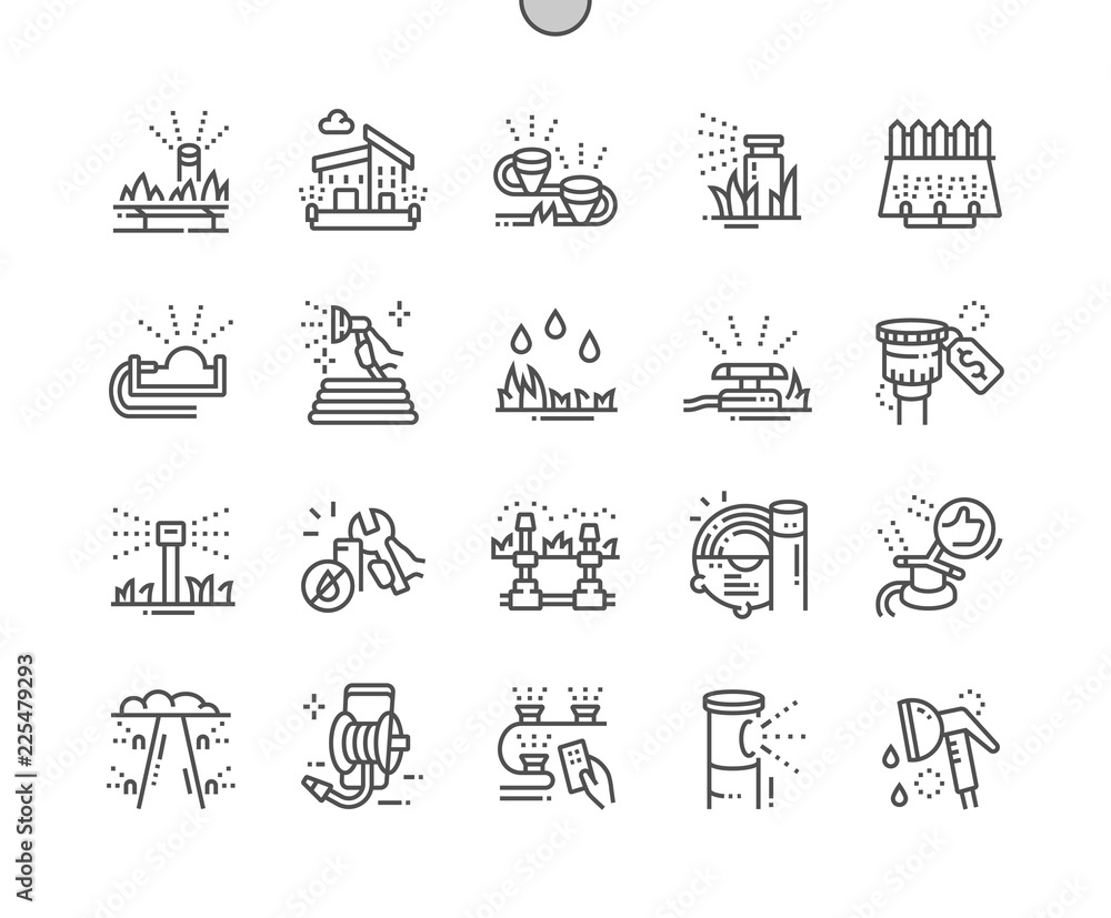 Aufkleber automatic lawn watering well-crafted pixel perfect vector thin line icons 30 2x grid for web graphic