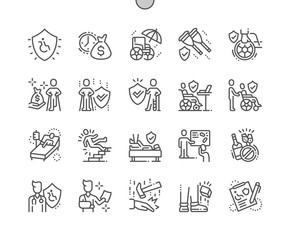 Disability Insurance Well-crafted Pixel Perfect Vector Thin Line Icons 30 2x Grid for Web Graphics and Apps. Simple Minimal Pictogram