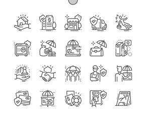 Business Insurance Well-crafted Pixel Perfect Vector Thin Line Icons 30 2x Grid for Web Graphics and Apps. Simple Minimal Pictogram