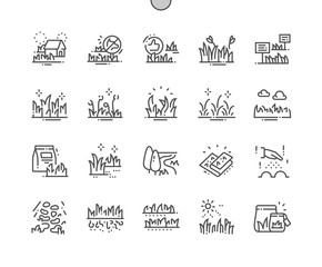 Obraz premium Types Garden grass Well-crafted Pixel Perfect Vector Thin Line Icons 30 2x Grid for Web Graphics and Apps. Simple Minimal Pictogram