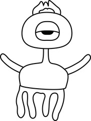 White cartoon cute monster vector