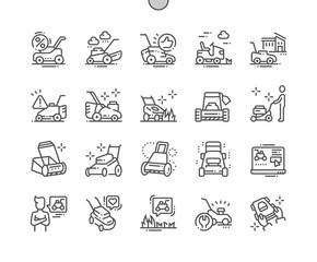 Lawn mower Well-crafted Pixel Perfect Vector Thin Line Icons 30 2x Grid for Web Graphics and Apps. Simple Minimal Pictogram