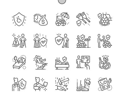 Disability Insurance Well-crafted Pixel Perfect Vector Thin Line Icons 30 2x Grid for Web Graphics and Apps. Simple Minimal Pictogram