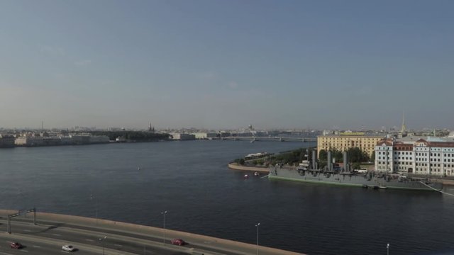 Russia. Saint-Petersburg. Neva river. The Cruiser Aurora.