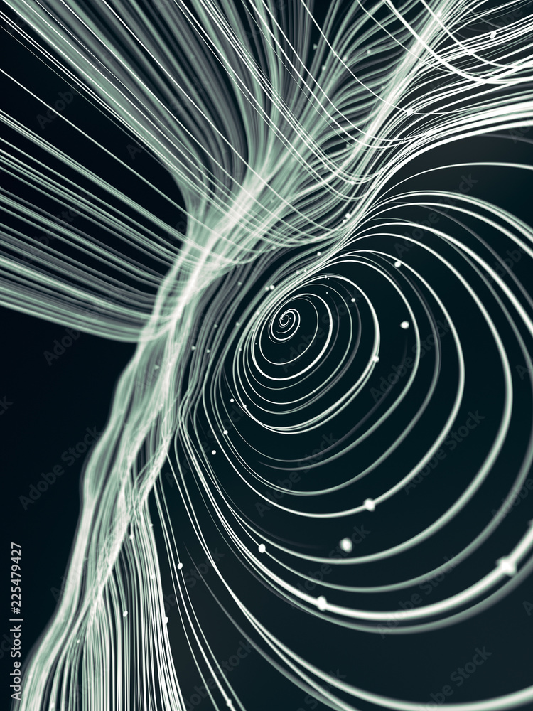 Aufkleber magic wavy rings with on a dark background. 3d rendering