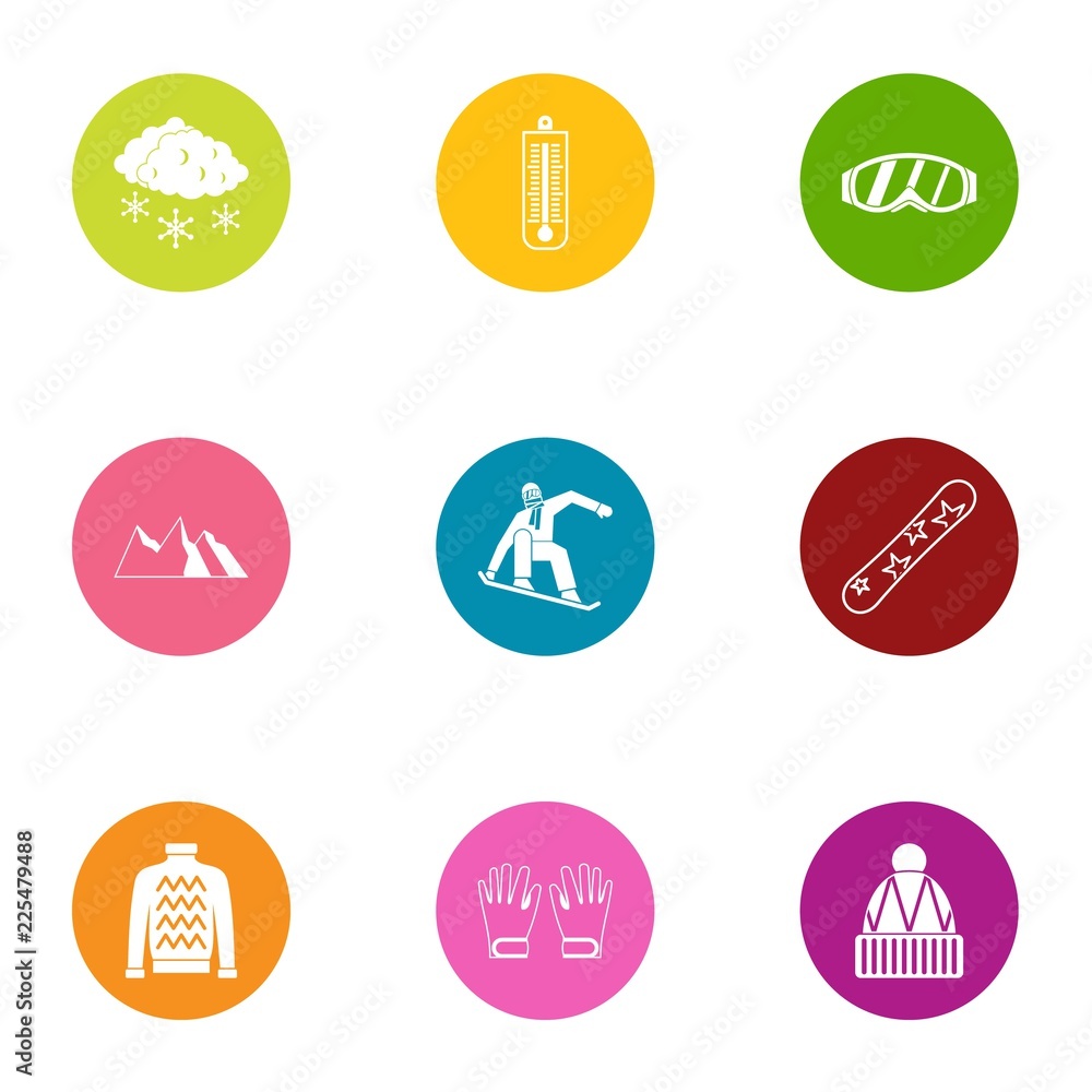 Poster highland icons set. flat set of 9 highland vector icons for web isolated on white background