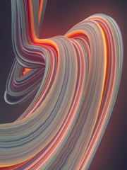 Colored twisted shape. Computer generated abstract geometric 3D render illustration