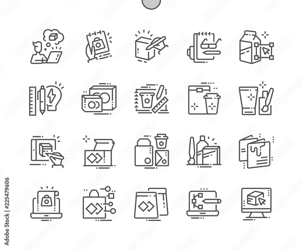 Poster package design well-crafted pixel perfect vector thin line icons 30 2x grid for web graphics and app