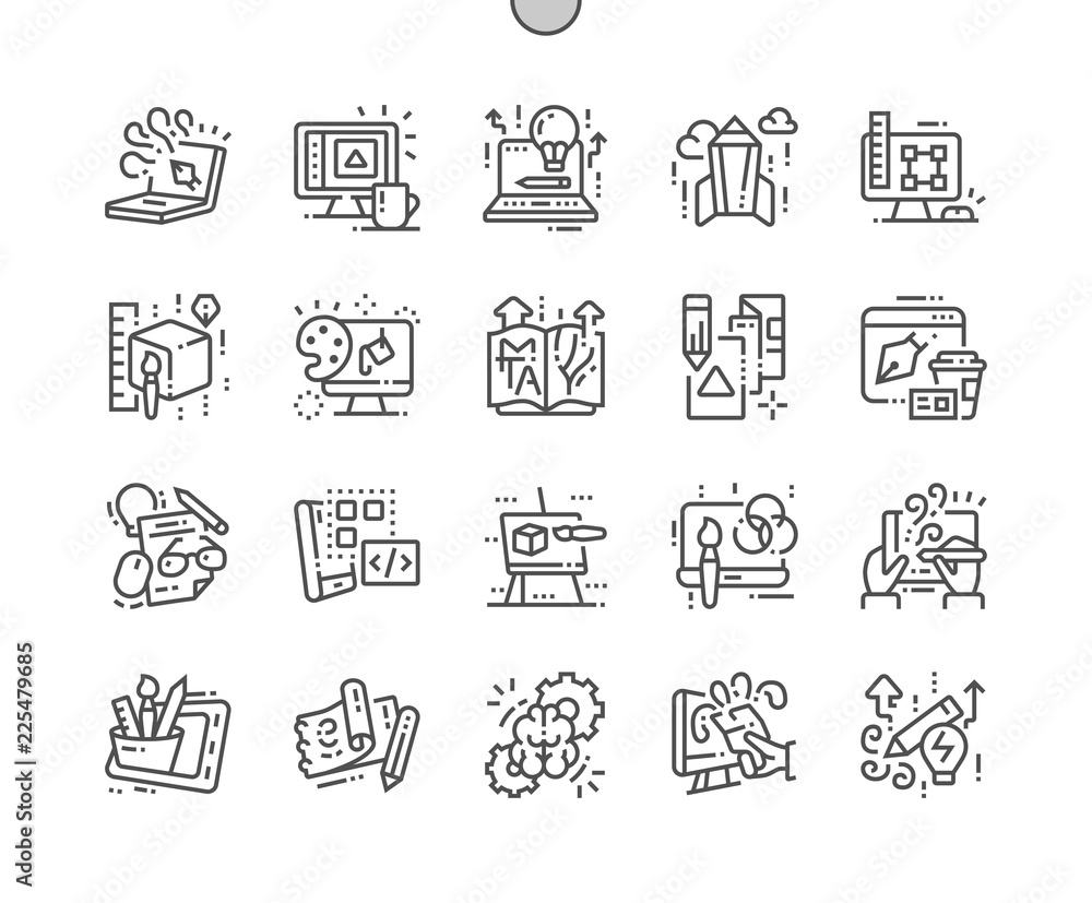 Poster graphic design well-crafted pixel perfect vector thin line icons 30 2x grid for web graphics and app