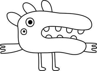 White cartoon cute monster vector