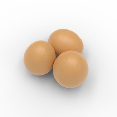 Fototapeta na wymiar Hi resolution 3D render of three eggs isolated on white