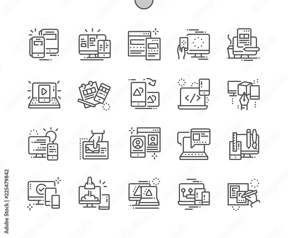 Poster responsive design well-crafted pixel perfect vector thin line icons 30 2x grid for web graphics and 