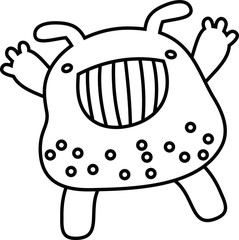 White cartoon cute monster vector