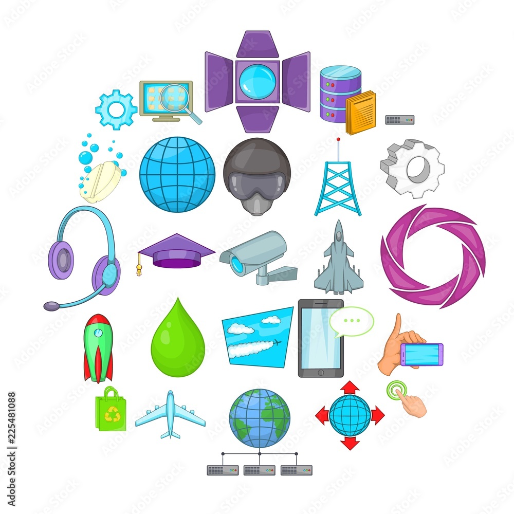 Poster technology icons set. cartoon set of 25 technology vector icons for web isolated on white background