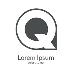 Logotipo Q en puntero en color gris - obrazy, fototapety, plakaty