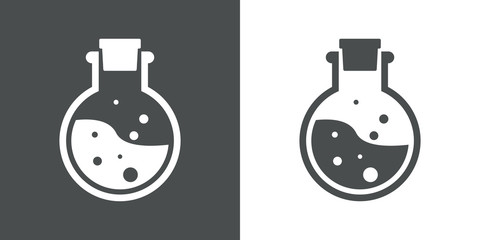 Logotipo probeta circular con liquido gris y blanco