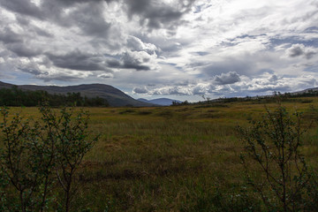 landscape with mountains and clouds