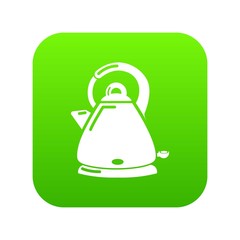 Kettle electric icon green vector isolated on white background