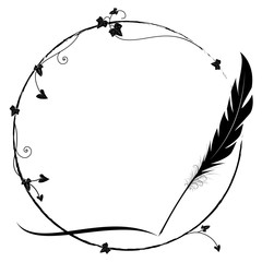 frame with ivy and feather