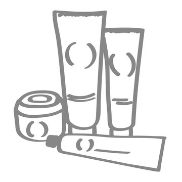 Handgezeichnete Cremetuben in grau