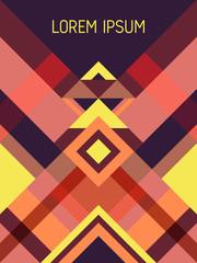 Cover page layout vector template geometric design with triangles and stripes pattern.