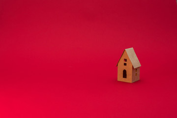 Obraz na płótnie Canvas Paper Home, red background with copy space, for advertising, close up