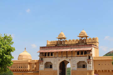 The detail of Amer (or Amber) Fort in Jaipur. One of six Hill Forts of Rajasthan