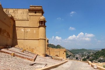 The detail of Amer (or Amber) Fort in Jaipur. One of six Hill Forts of Rajasthan