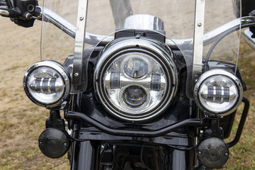 Phares de moto en gros plan