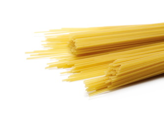 Spaghetti, yellow pasta isolated on white background 