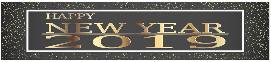 Happy New Year 2019 greeting Golden glittering spatter dust vector Illustration 