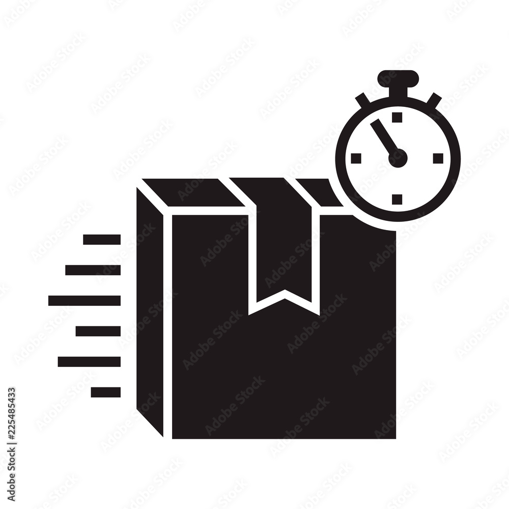 Poster speed delivery box icon. simple illustration of speed delivery box vector icon for web design isolat