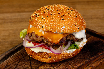 Tasty burger with meat