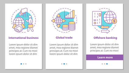 International relations onboarding mobile app page screen with l