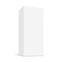 White blank rectangular tall box mock up with side perspective view. Sample for healthcare or cosmetic packaging design. Vector illustration