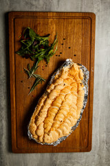 delicious baked dorado under egg whites with herbs
