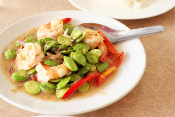 Stir-fried Stink Bean with Prawn, Asian Food