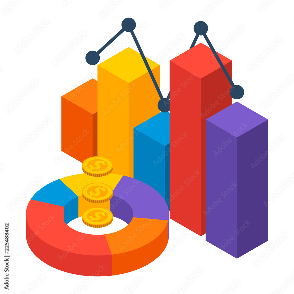 Poster financial chart icon. isometric of financial chart vector icon for web design isolated on white back