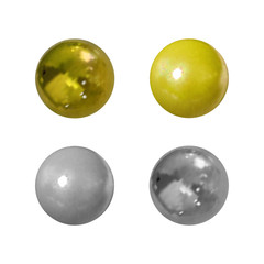 Vector Set of Realistic Golden and Silver Balls Isolated.