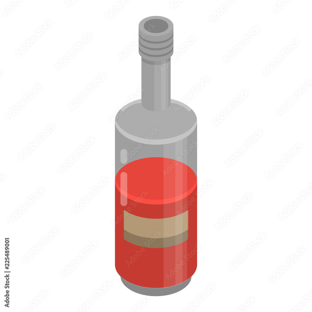 Poster red wine bottle icon. isometric of red wine bottle vector icon for web design isolated on white back