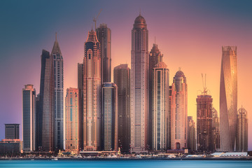 Dubai Marina bay view from Palm Jumeirah, UAE