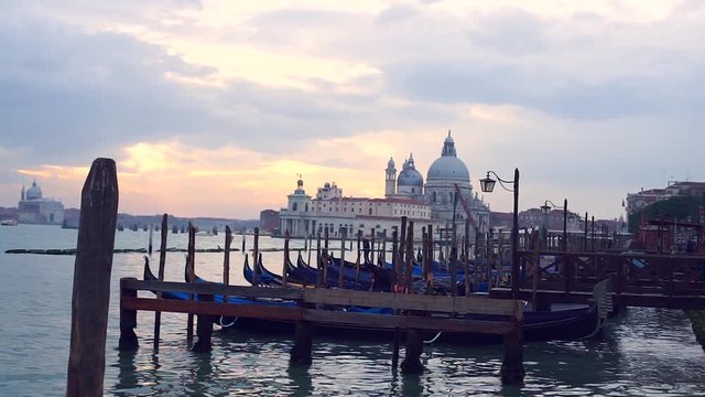 gondola leaving it's paking spon on the canal in Venice Italy