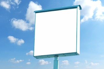 Billboard - Square Blank Billboard with empty screen and beautiful cloudy sky for outdoor advertising poster,Copy space banner ready for your advertisement design or mock up text.Business Concept.