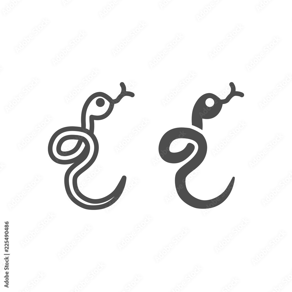 Poster snake line and glyph icon. serpent web vector illustration isolated on white. reptile outline style 