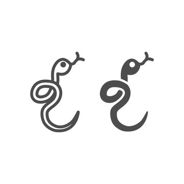 Snake line and glyph icon. Serpent web vector illustration isolated on white. Reptile outline style design, designed for web and app. Eps 10.