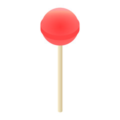 Red lollipop icon. Isometric of red lollipop vector icon for web design isolated on white background