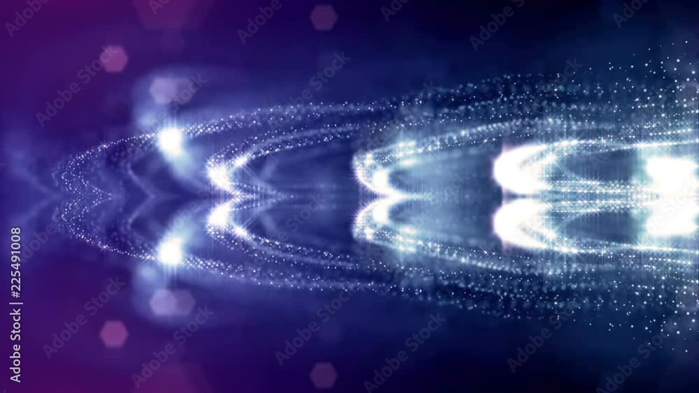Aufkleber 3d render of loop sci-fi animation with glow particles form rolling rings structures. seamless foota