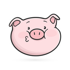 Kissing emoticon icon. Emoji pig is sending a kiss