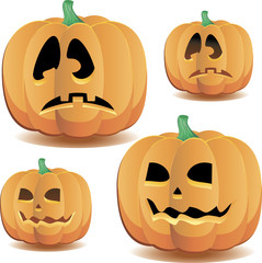 Halloween pumpkins set 2, vector illustration..