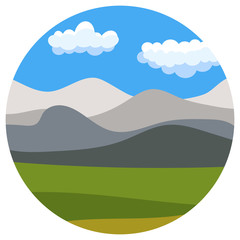 Natural cartoon landscape in circle